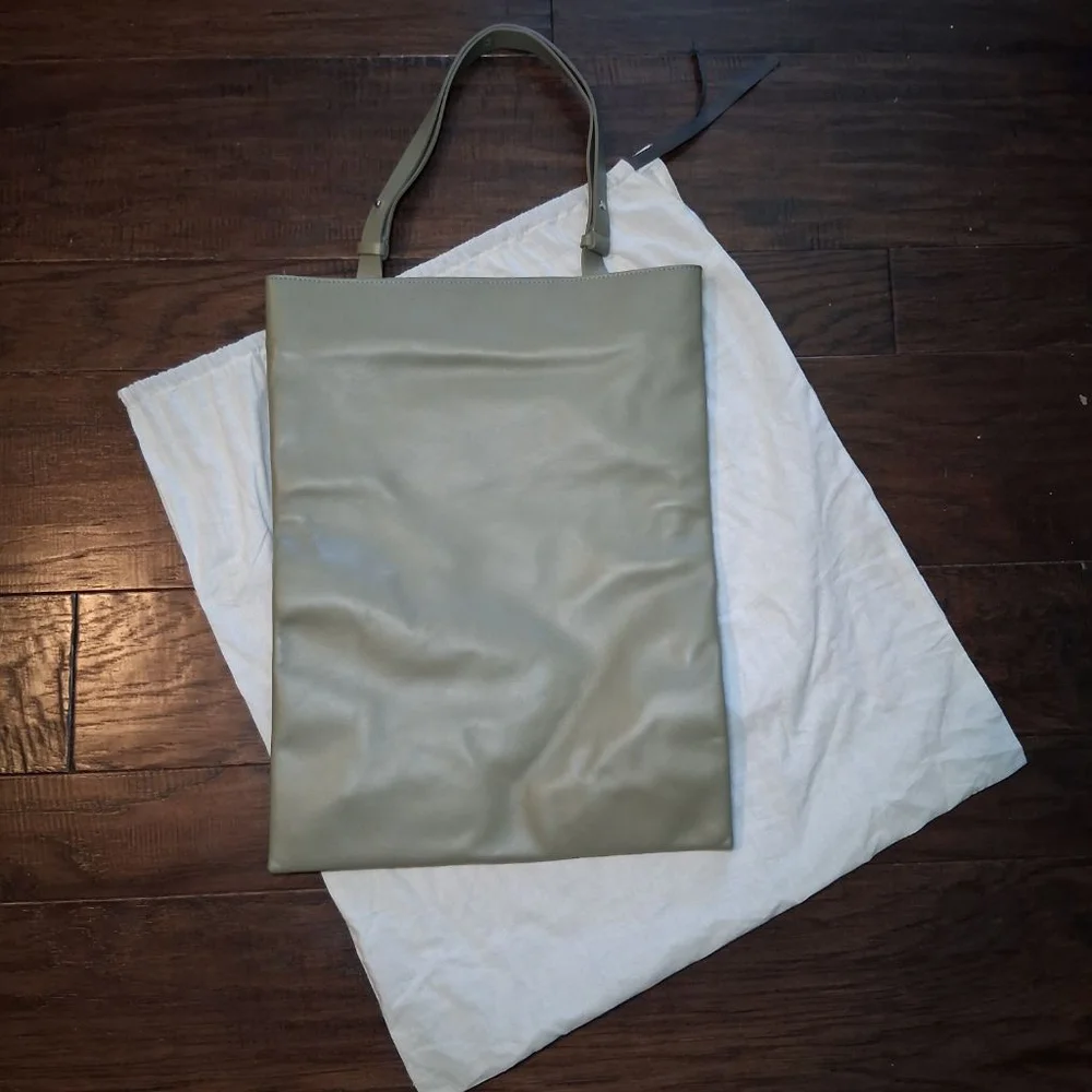 COS Green Leather Tote Bag